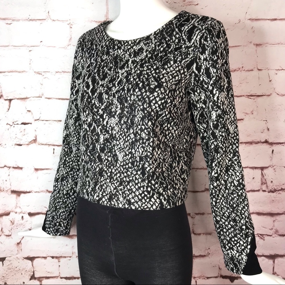 ELLA MOSS S Black and White long sleeve knit top Size Small - Picture 6 of 14